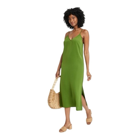 Target A New Day Slip Dress Midi Green Medium - Picture 1 of 9